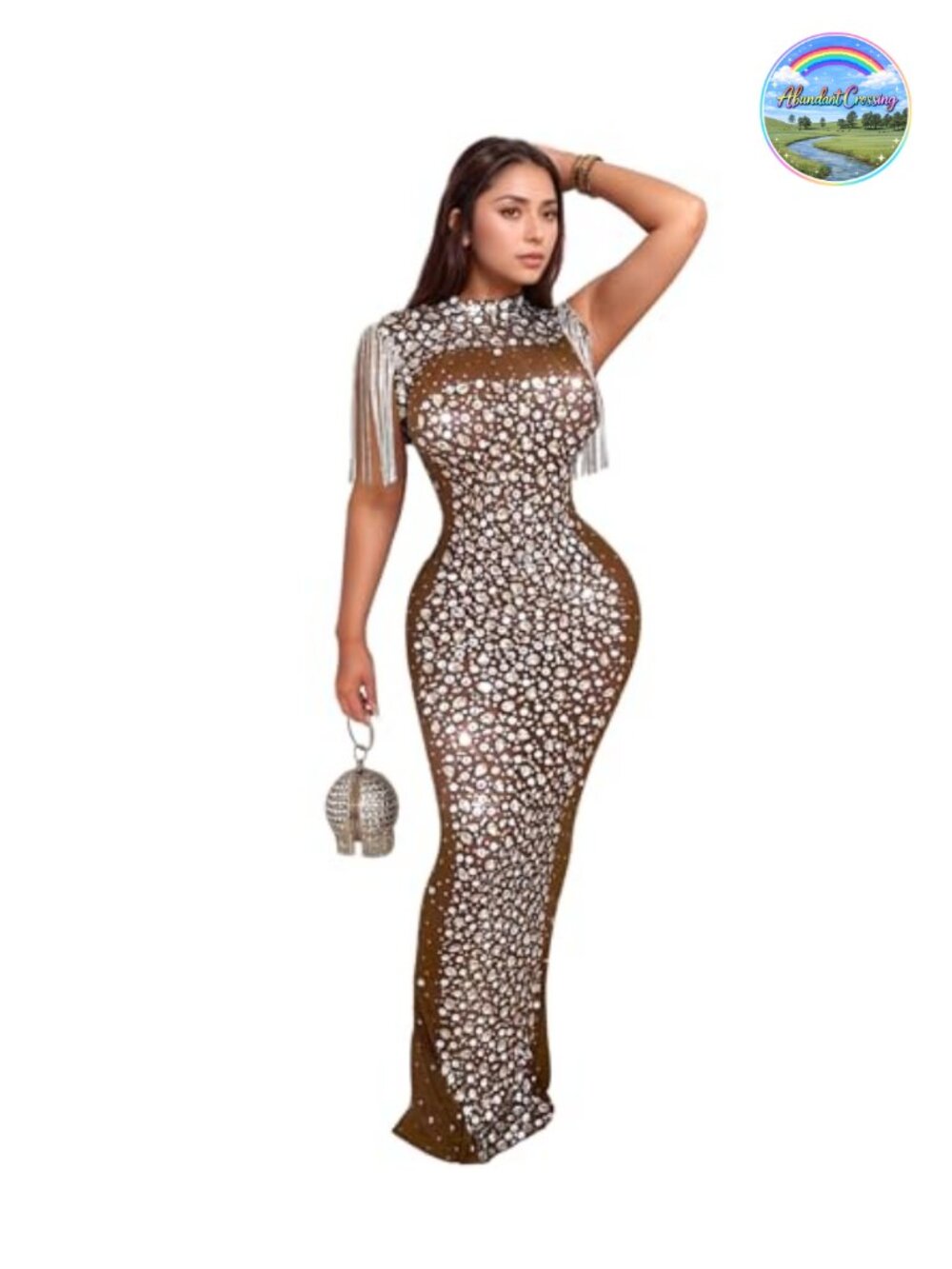 Rhinestone Mesh See Through Bodycon Party Night Prom Dress